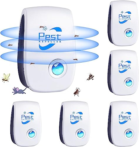 Répulsif Ultrason Anti-Rongeurs Insectes, 6 Pack Ultrason Anti Moustique Ultrason Souris et Rats, Intérieur Répulsif Électronique Insectes Anti Souris, Moustiques, Cafards, Rats, Fourmis, Araignées