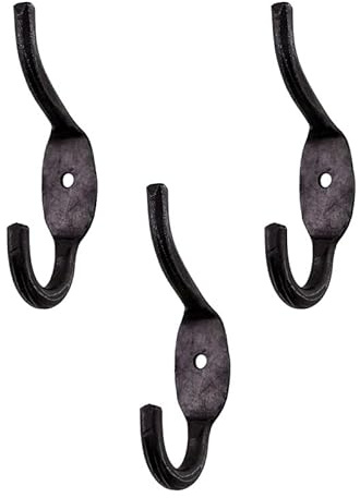 Vehi Mercatus 3er Set Rustikal geschmiedeter Wandhaken oder Kleiderhaken