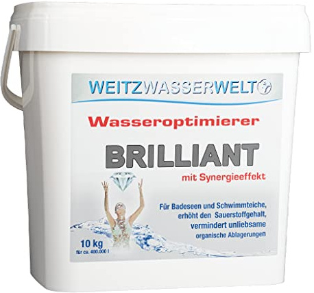 Brilliant Wasseroptimierer – Teichklar für Gartenteich, Schwimmteich, Badesee oder Fischteich - Teichzubehör für erhöhte Wasserqualität - Teichklärer mit Synergieeffekt - 10 kg für bis zu 400.000 l