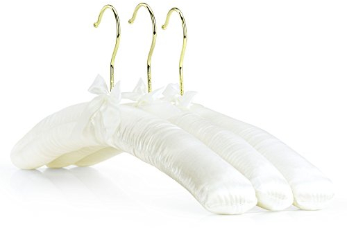 Hangerworld - Gepolsterte Satin Kleiderbügel mit goldenem Haken, 10 Stück - Cremefarben - 43cm