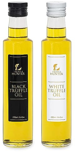 TruffleHunter - Black & White Truffle Oil Set - Extra Virgin Olive Oil for Cooking & Seasoning - 250 ml X2