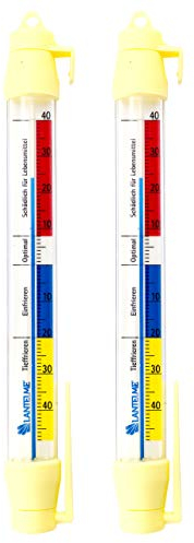 Lantelme 2 Stück Kühlschrankthermometer Set 21cm lang zum aufhängen | Temperaturüberwachung -45°C bis 40°C Analog | Gefrierschrank Eisfach Kühltheke Kühlschrank Kühltruhe Gefrierschrank Thermometer