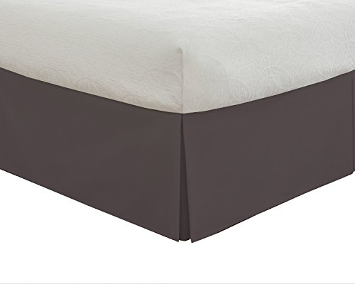 Lux Jupe de lit Classique plissée de qualité hôtelière, Longueur de Chute de 35,6 cm, pour lit Queen Size, Gris