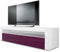 Vladon Lowboard Valencia, Made in Germany, TV-Kommode mit 1 offenem Fach und 2 Klappen, Weiß matt/Brombeer Hochglanz/Weiß Hochglanz (155 x 46 x 40 cm)