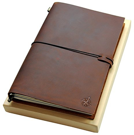 WANDERINGS Großes Leder Tagebuch – 28x19 cm Grande Nachfüllbares Reisenotizbuch – Perfekt Zum Schreiben, Skizzieren, Sammelalben, Zeichnen, Reisende, Profis – Blanko Einsätze