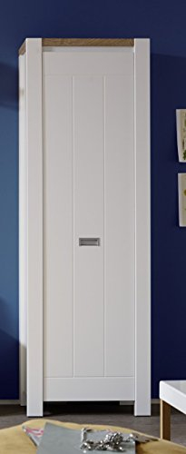 Garderobenschrank in weiss mit Oberboden in Eiche