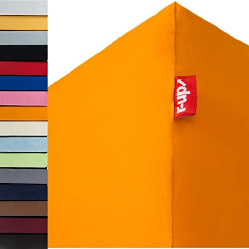 r-up Passt Spannbettlaken Doppelpack 90x200-100x200 bis 35cm Höhe viele Farben 100% Baumwolle 130g/m² Oeko-TEX stressfrei auch für hohe Matratzen (orange)