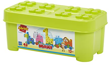 Ecoiffier – Abrick Maxi Tier-Spielzug – 42-teiliges Baustein-Set, bunte Tierwelt als Steckspiel, Puzzle-Spielzeug für Kinder ab 1 Jahr