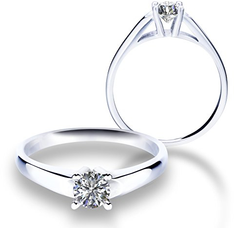 JC Trauringe Verlobungsring 585 Gold Solitär Weißgold mit Swarovski VJC04 (57 (18.1))