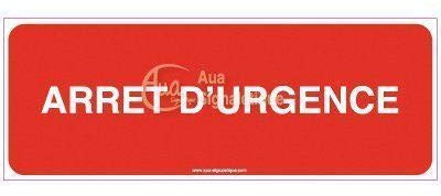 AUA SIGNALETIQUE - Panneau Arrêt d'urgence - B - 160x60 mm, Vinyl adhésif