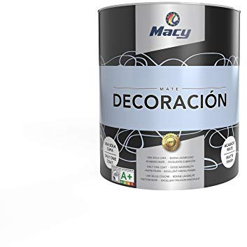 Macy Pintura Plástica Mate Decoración Interiores Excelente Cubrición, Acabado Perfecto. Color Azul Bebé. 750 ml