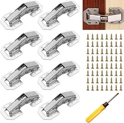 YEYIT 8 Piezas Bisagras para Armarios de Cocina 90 grados,bisagras de puerta de armario bisagras de acero inoxidable,Bisagras Armario bisagras de gabinete Arremetida Bisagra Con destornillador