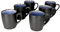MamboCat Reactive Blue 6er Kaffeebecher-Set I Moderne Kaffeetassen aus Steingut für 6 Personen - robust & handgefertigt I 6X große Tee-Tasse - Design in Kupfer-Optik schwarz-blau I Tassen-Set 6er