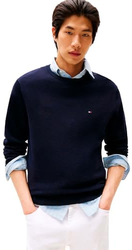 Tommy Hilfiger Men’s Essential Cotton Crew Neck Jumper, Blue (Desert Sky), XS