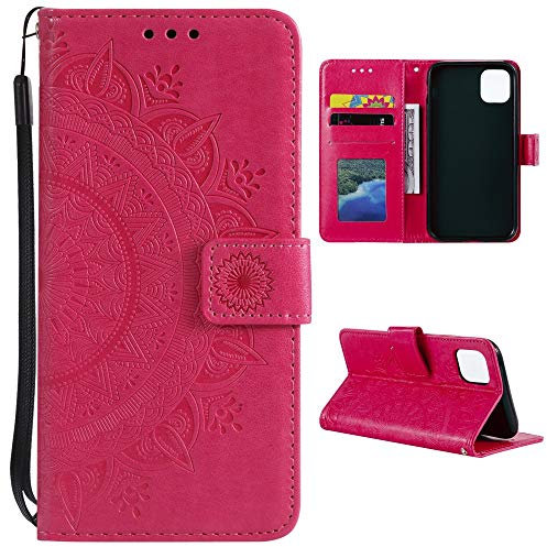 CoverKingz Klapphülle kompatibel mit Xiaomi 11 Lite 5G NE/Mi 11 Lite 5G - Schutzhülle mit Kartenfach zum aufklappen - Klapphandyhülle Case klappbar Motiv Mandala Pink
