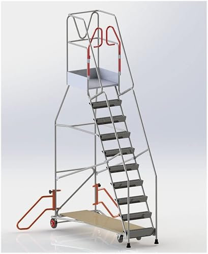 Escabeau Roulant à immobilisation Automatique Charge 150 kg 12 marches Ht Travail 4770 mm Fimm