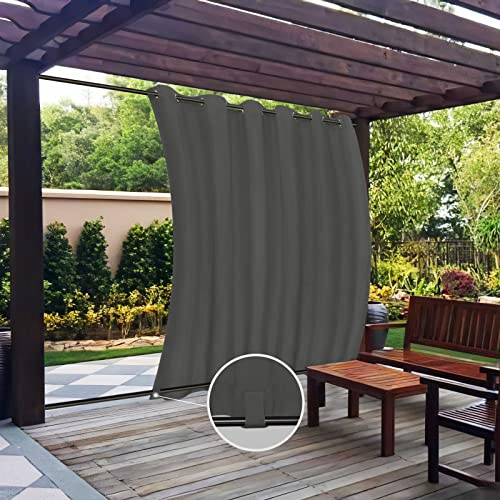 Easy-Going Outdoor-Gardinen, wasserdicht, Winddicht, wetterfest, blickdichte Vorhänge für Terrasse, Cabana, Veranda, Pergola und Pavillon, Ösen Oben und Schlaufen, 1 Bahn, 279,4 x 274,3 cm, Grau