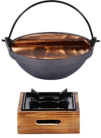 Japanischer Shabu Nabe Topf aus Gusseisen mit quadratischem Ofen