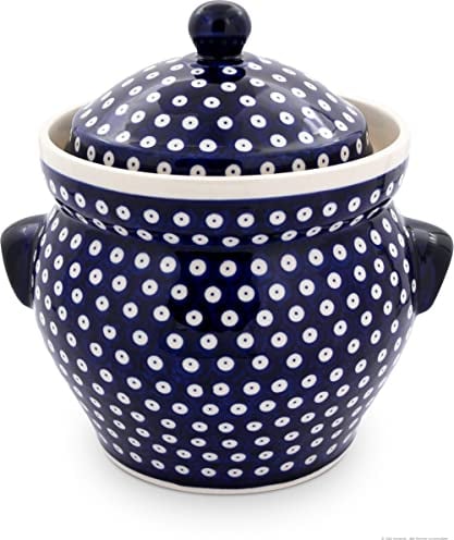 Bunzlauer keramik 4 Liter Gärtopf mit Wasserrinne Mehrzwecktopf Keramiktopf Einlegetopf Sauerkrauttopf Gurkentopf Rumtopf (Dekor 42)