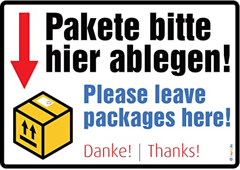immi 1St. Pakete bitte hier ablegen (Din A4 Aufkleber) - Leave packages here