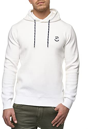 Indicode Herren Longview Sweatshirt mit Kapuze | Hoodie Kapuzenpullover für Männer Offwhite, S