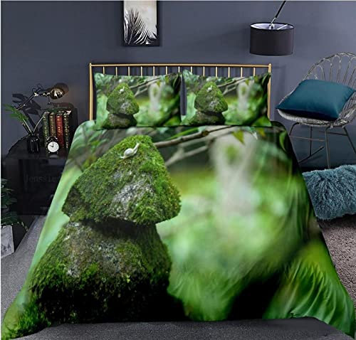 ZAHOCAI Bettwäsche 135x200 DunkelgrüNes Moos + 2 Kopfkissenbezug 80x80 cm - Mit Verdecktem ReißVerschluss BettwäSche-Sets - Weiche Und Angenehme Schlafkomfort BettwäSche Set