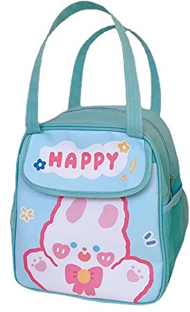 Kawaii - Bolsa de almuerzo para niñas, bonita lonchera aislada japonesa, estética de anime, bolsa de almuerzo (azul)