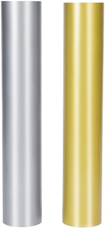BELLE VOUS Rotoli di Vinile Adesivo Permanente (2 Pezzi) - 4,5 m - Vinile Permanente Argento/Oro Metallico per Finestre e Decorazioni - Compatibile con Macchine da Taglio