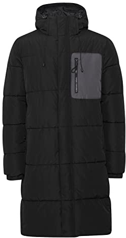 11 Project PRCaltonJA Herren Winterjacke Herrenjacke Jacke hochabschließender Kragen wasserabweisendes Material mit Kapuze, Größe:M, Farbe:True Black (194008)