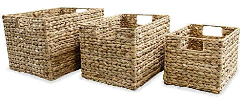 INLIFE Lot de 3 paniers de rangement en jacinthe d'eau