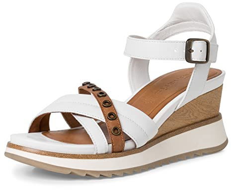 Tamaris Femme Damen 1-1-28311-20 Sandale, Cognac Blanc, 40 EU