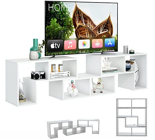 CASART TV Stand for TVs up to 65”, Free Combination Media Entertainment Center 3PCS DIY Wooden TV Console Table, Modern TV Cabinet Home Office Storage Shelf Unit for Living Room Bedroom(White)