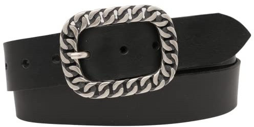 AnnaMatoni Ledergürtel, Made in Germany, echt Leder Gürtel für Damen, 4cm breit, Schließe Nickelfrei (Schwarz 790, TW90-105cm Gesamtlänge)