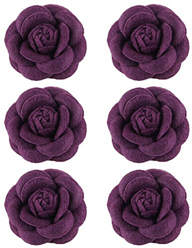 URFEDA 6pcs Fleur Broche Corsage Tissu Camélia Broche Vintage Broche Pince Veste Pull Bijoux Cadeau pour Vêtements Sacs à Dos Décor Mariage Noël Femme Vetement Décoration Accessoires Violet