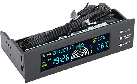Topiky Écran D'Ordinateur Contrôle de la Vitesse Panneau Avant LCD, Ordinateur Contrôleur de Vitesse à 3 Ventilateurs CPU/HDD/SYS Panneau Avant LCD de Contrôle de Température 5,25 Pouces