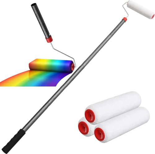 Rouleau à Peinture, 243cm 2 en 1 Kit de Rouleaux à Peinture avec Perche Télescopique Réglable, Kit de Peinture Professionnel en Acier Inoxydable Adapté à Peinture Murale, Peinture, Décoration