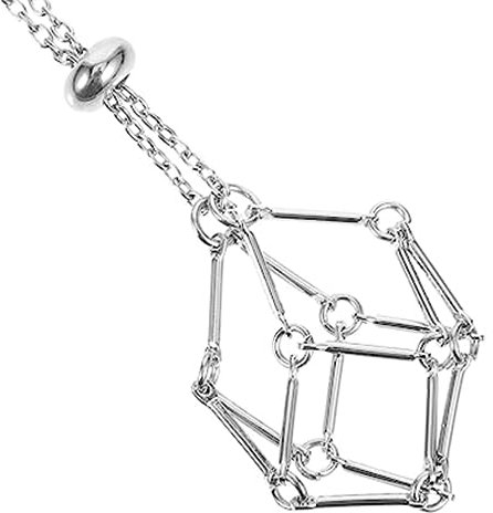 QmjdDymx Porte Collier en Cristal argenté, Cage à Pierres en Cristal Fait Main, Cordon de Collier Ajustable, Pochette à Pierres en Cristal, pour Accessoires de Bijouterie.