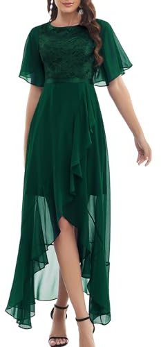 Gardenwed Vestido de Noche de Encaje para Mujer, Elegante, de Cóctel y Dama de Honor, Verde Oscuro, L