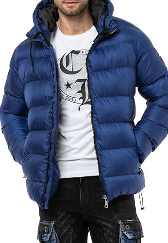 Cipo & Baxx Herren Jacke Steppjacke Kapuzenjacke Basic CM224 Blau XL