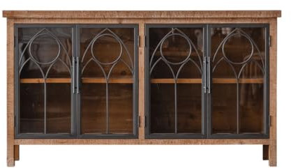 Buffets et Buffets Armoire rétro sculptée en bois massif, armoire à vin en verre de Style industriel, buffet de rangement à quatre portes en fer forgé Cave à Vin de Bar de Serveur de Buffet de Ferme
