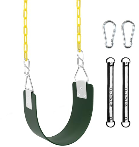 Schaukel-Set mit dreieckigem Metallring und 167,8 cm rostfreien Ketten, Schaukel-Ersatzzubehör mit Karabinerhaken und Aufhängeriemen, unterstützt 136 kg für Kinder und Erwachsene