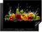 KitchenYeah© Herdabdeckplatte Einteilig Abdeckplatten Cerankochfeld Abdeckung Ceranfeld Herdplattenabdeckung Induktionsmatte Paprika - Wasser - Gemüse - Schwarz - 70x52 cm