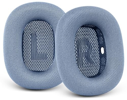 Verbesserte Ohrpolster für Apple AirPods Max, Netzstoff-Ohrabdeckungen mit originellem Silikon-Design, Memory-Schaum für Airpods Max Kopfhörer, Himmelblau