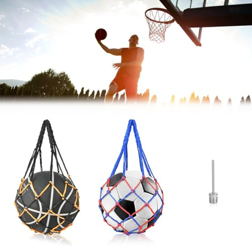 Sacchi a Rete per Palloni, Rete per Palla, 2 Pezzi Borsa a Rete per Palloni, Pallina Borsa a Rete, Rete Portatile per Palloni, Porta Pallone Basket, Alto Spessore Borsa a Rete Sportiva Pallone