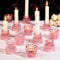 12pcs Pink Taper Candle Holders, Glass Candlestick Holders, Tea Light Candle Holder for Wedding Centerpieces Table Decorations, Votive Candle Holders for Party Supplies and Home Decor