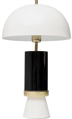 Kare Design Tischlampe Josy Weiß Schwarz, 51cm Höhe, Gold, Geometrisch, Edelstahl, Metall, Moderne tischleuchte, Wohnzimmer, Schlafzimmer, keine Leuchtmittel inklusive, 51x30x30 cm (HxBxT)