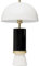 Kare Design Tischlampe Josy Weiß Schwarz, 51cm Höhe, Gold, Geometrisch, Edelstahl, Metall, Moderne tischleuchte, Wohnzimmer, Schlafzimmer, keine Leuchtmittel inklusive, 51x30x30 cm (HxBxT)