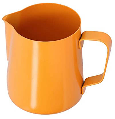 400ml PTFE Pointed Mouth Milk Frothing Jug Stainless Steel Coffee Jug for Home Kitchen (Orange)