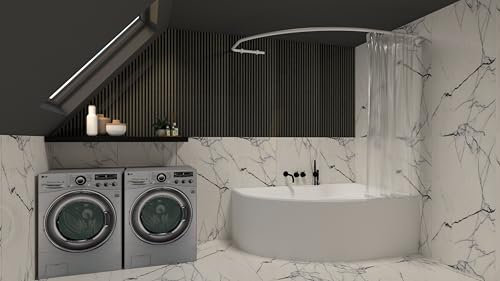 Sasko Duschvorhangstange Duschstange Duschvorhang Diamant Form für Ecke Badezimmer Badewanne & Dusche Aluminium Stabile Belastbarkeit 25 kg Gardinenstange für Vorhang Wandmontage - Weiß - 80x130 cm