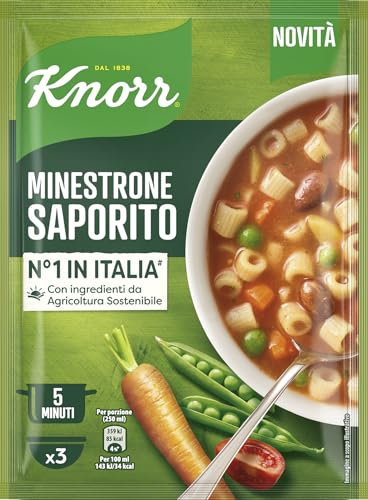 Knorr Minestrone Saporito, Piatti Pronti Knorr con Verdure da Agricoltura Sostenibile, Senza Coloranti, Senza Conservanti, Fonte di Fibre, Fonte di Proteine, Vegano, 78 g